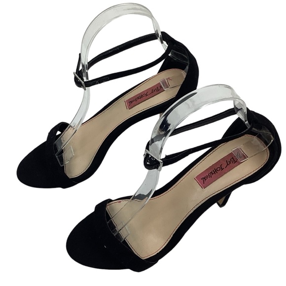 Betsy Johnson Black Velvet Ankle Strap Dress Stiletto - Picture 2 of 11